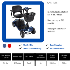 Vive Health Series A Deluxe Travel Mobility Scooter