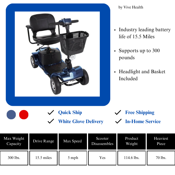 Vive Health Series A Deluxe Travel Mobility Scooter